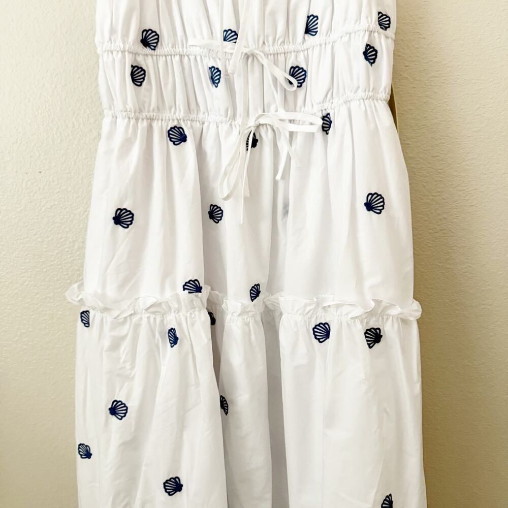 JOIE x ANTHROPOLOGIE | Cotton Blue Seashell White  Dress Embroidered NWT | XL - Picture 7 of 10